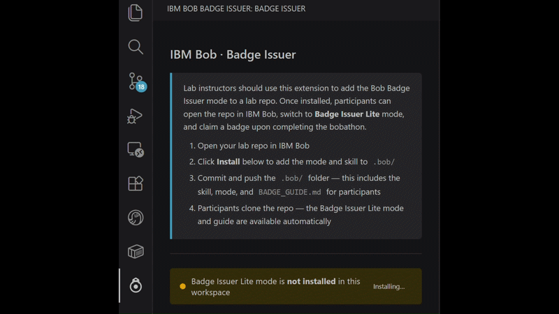 Animated walkthrough: activating the badge extension and entering the API key